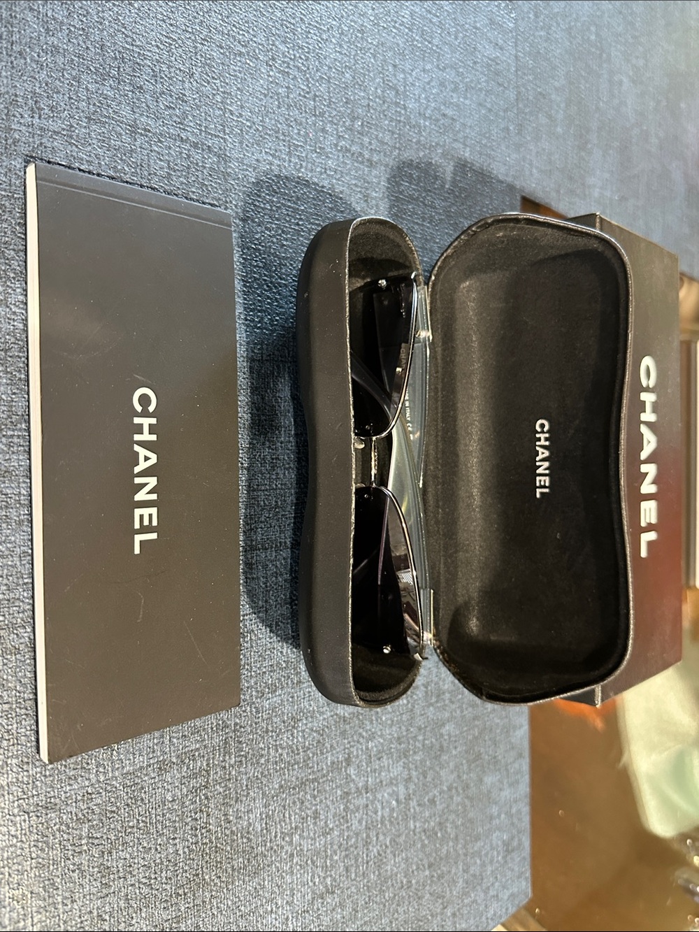 CHANEL Black Sunglass Aviator with Logo Detail